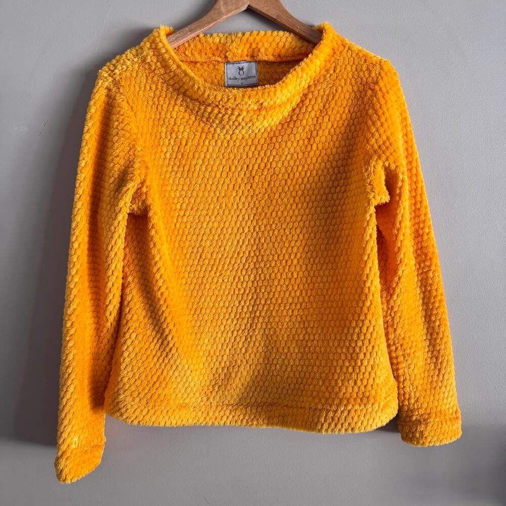 Dudley Stephens Brighton Boatneck Terry Fleece Textured Yellow Sweater Medium